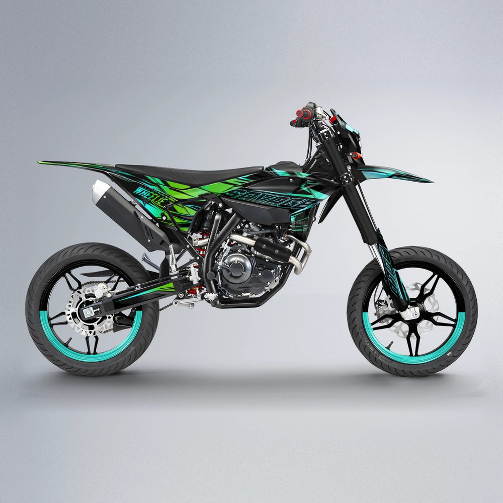 PRESENCE Beta supermoto graphics kit in Cyan & Green