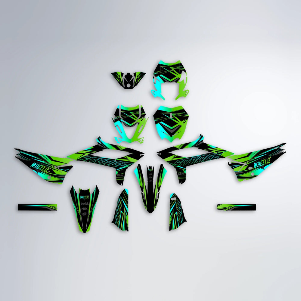 PRESENCE Beta graphics kit parts layout in Green