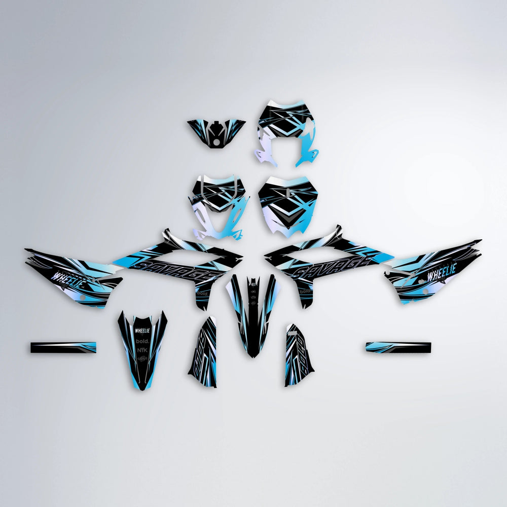 PRESENCE Beta graphics kit parts layout in Light Blue & White
