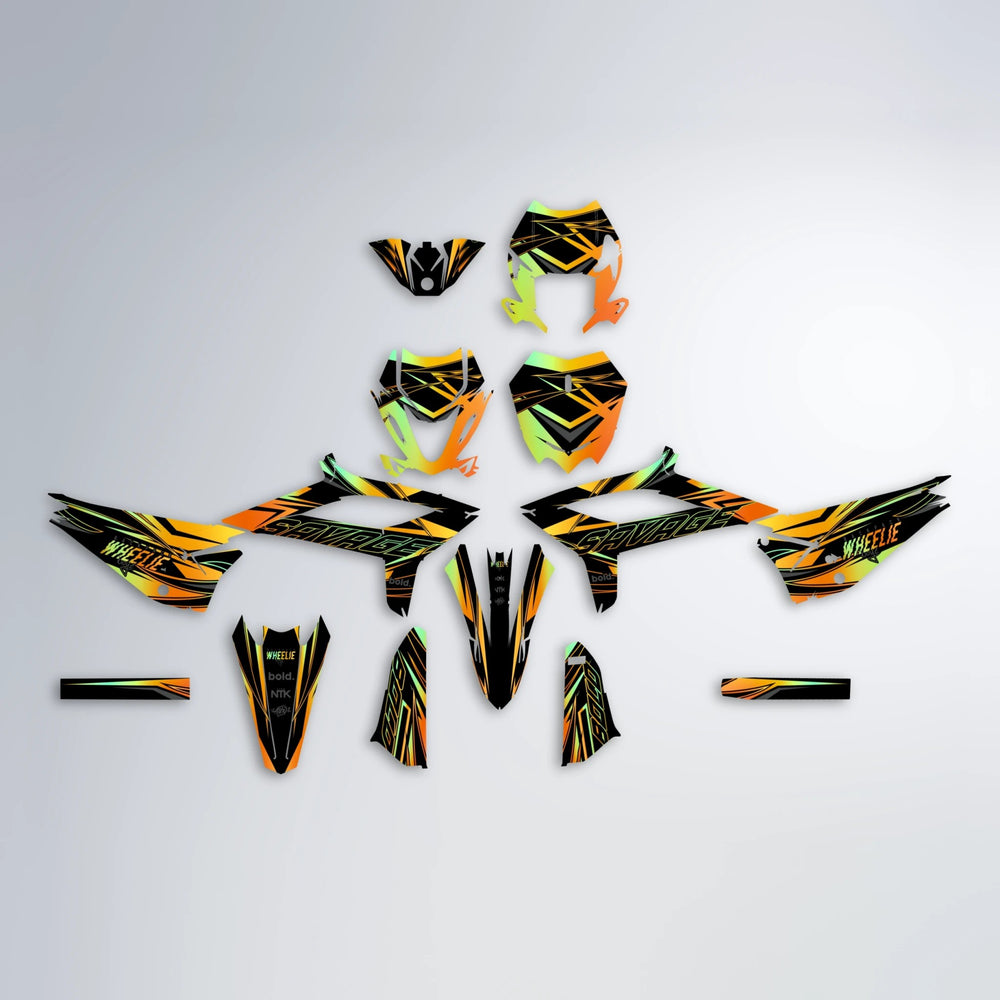 PRESENCE Beta graphics kit parts layout in Orange & Yellow