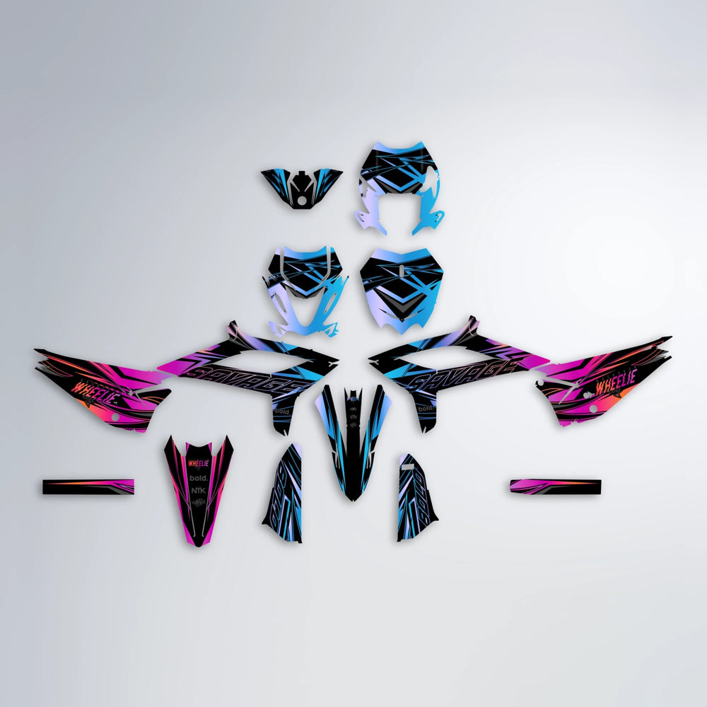 PRESENCE Beta graphics kit parts layout in Pink & Light Blue