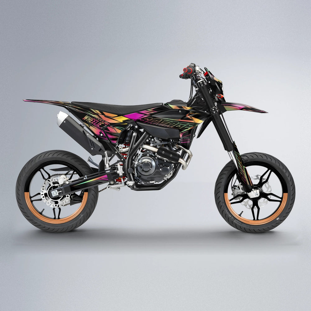 PRESENCE Beta supermoto graphics kit in Pink & Yellow