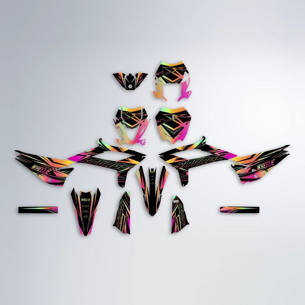 PRESENCE Beta graphics kit parts layout in Pink & Yellow