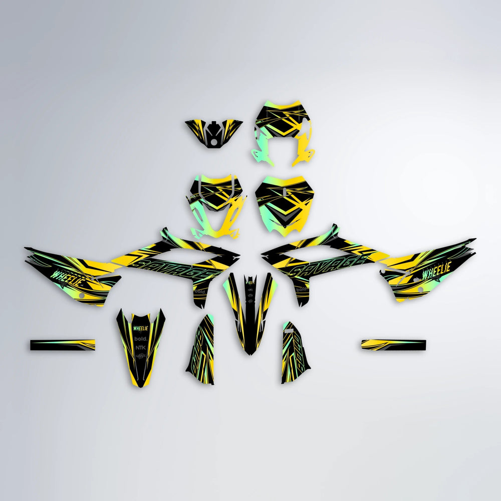 PRESENCE Beta graphics kit parts layout in Yellow