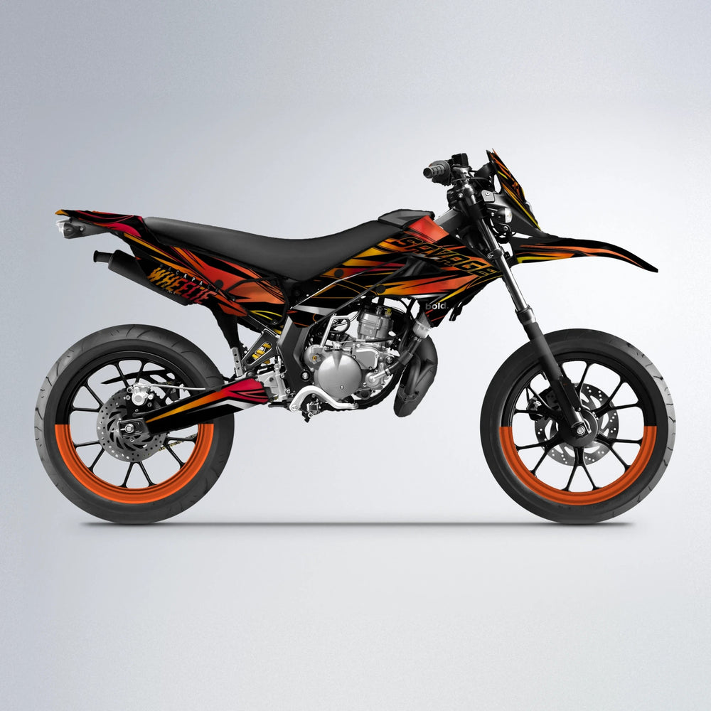 PRESENCE Derbi Senda supermoto graphics kit in Red & Orange