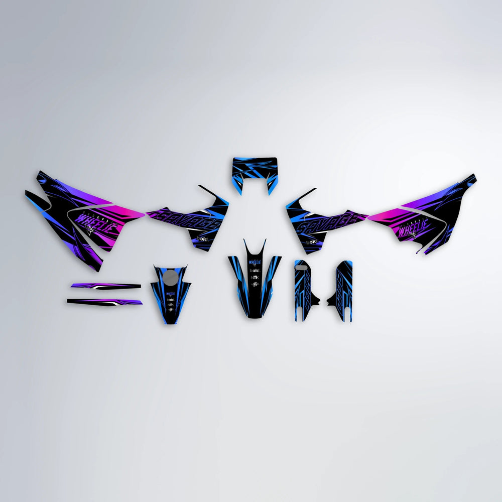 PRESENCE Husqvarna 701 graphics kit parts layout in Blue Purple Fade