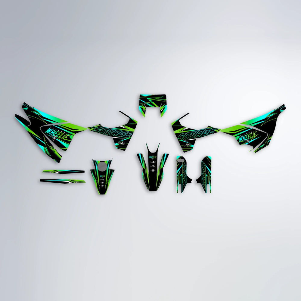 PRESENCE Husqvarna 701 graphics kit parts layout in Green