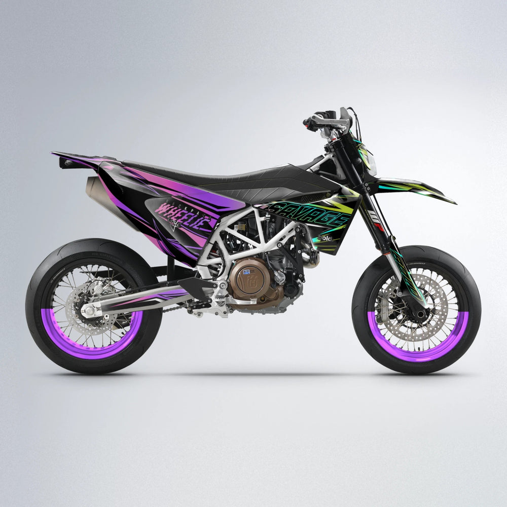 PRESENCE Husqvarna 701 supermoto graphics kit in Purple & Yellow