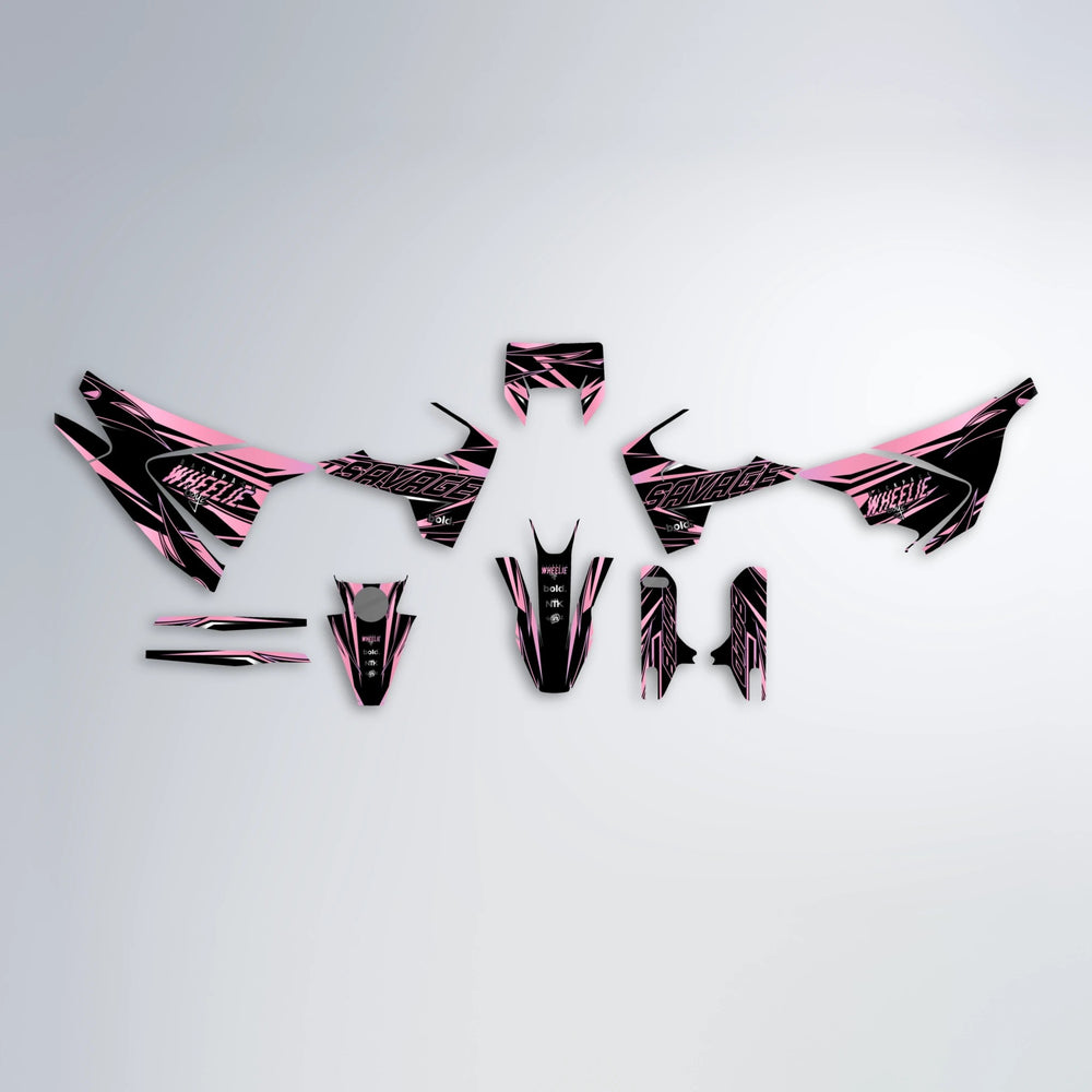 PRESENCE Husqvarna 701 graphics kit parts layout in Sakura Pink