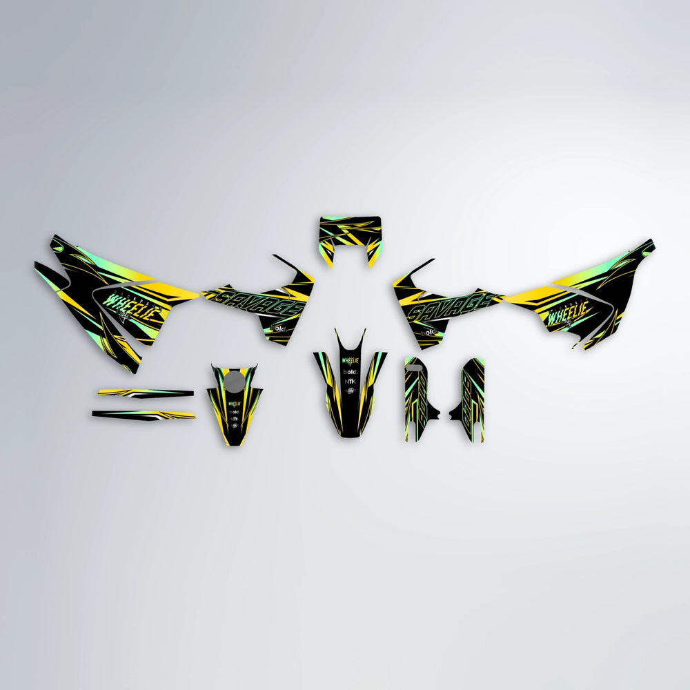 PRESENCE Husqvarna 701 graphics kit parts layout in Yellow