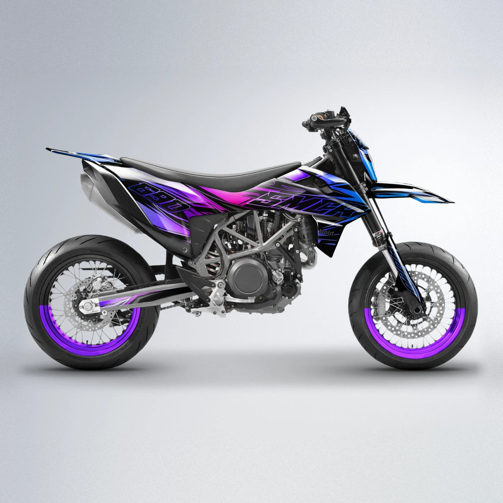 PRESENCE KTM SMC 690 supermoto graphics kit in Blue Purple Fade