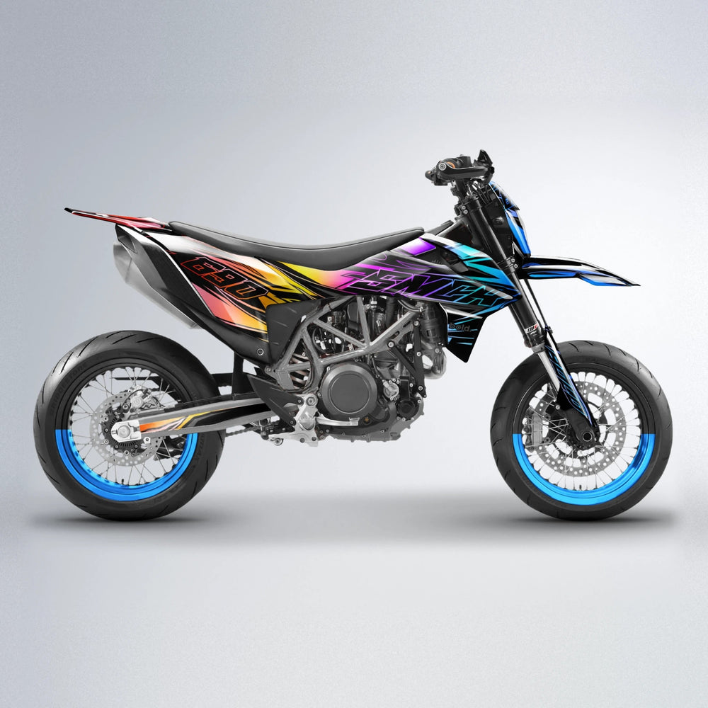 PRESENCE KTM SMC 690 supermoto graphics kit in Sunset Fade
