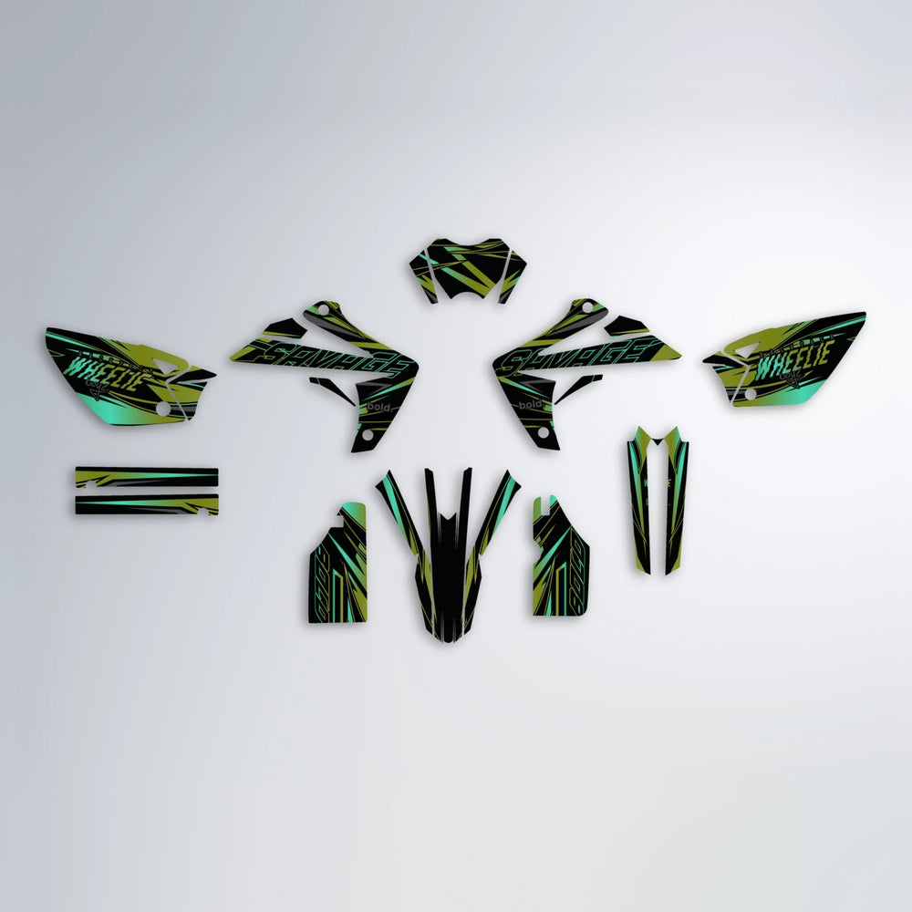 PRESENCE Rieju MRT graphics kit parts layout in Olive