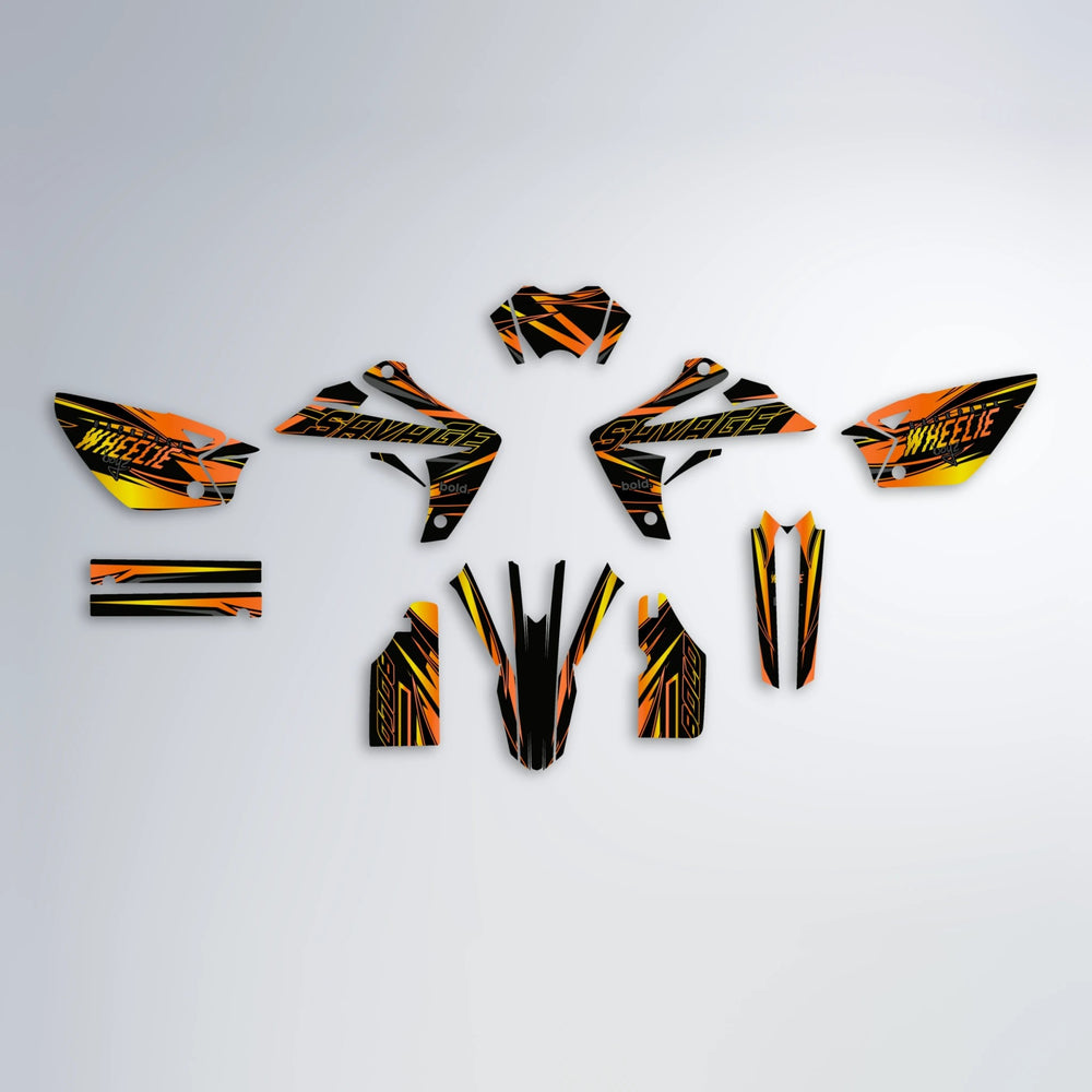 PRESENCE Rieju MRT graphics kit parts layout in Orange