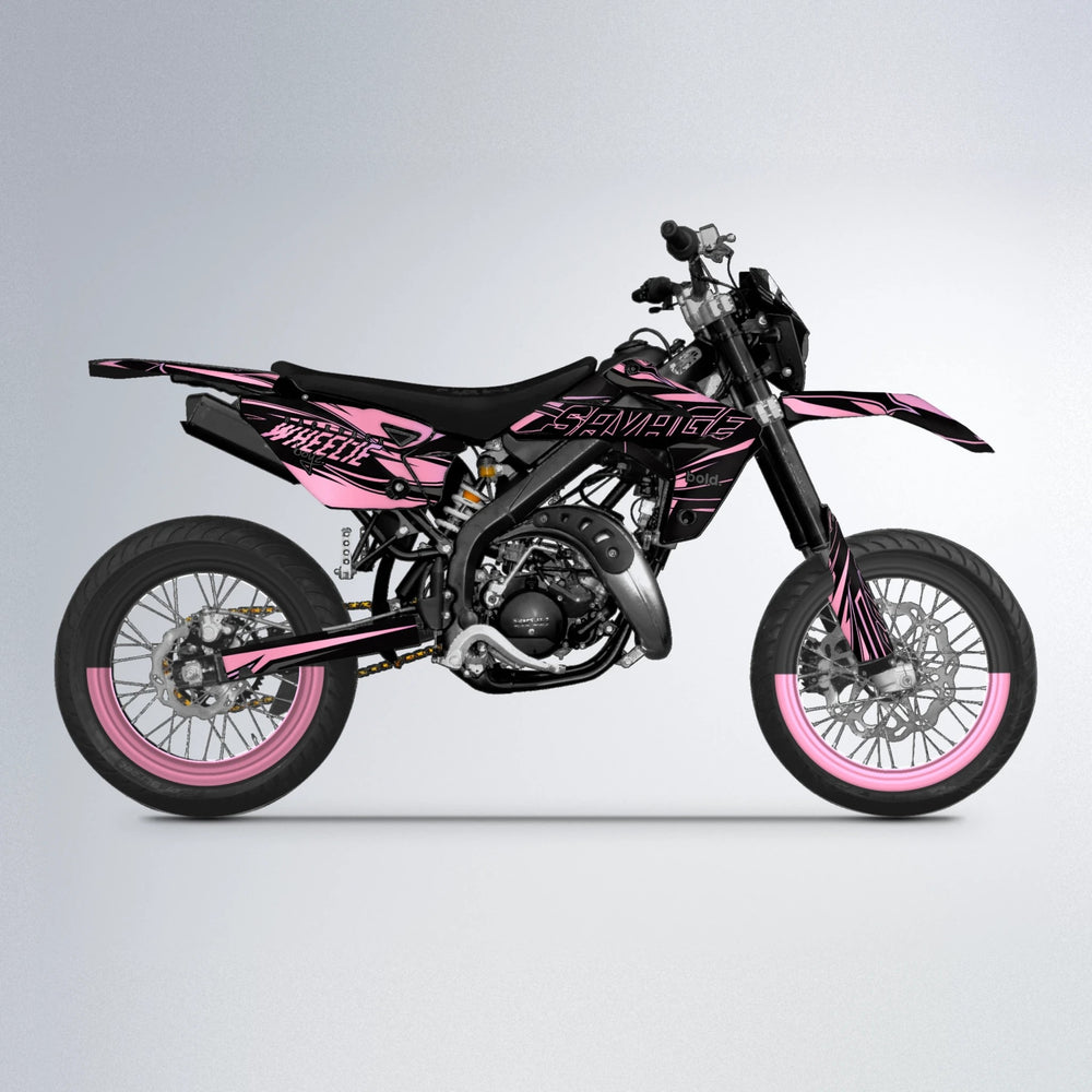 PRESENCE Rieju MRT supermoto graphics kit in Sakura Pink