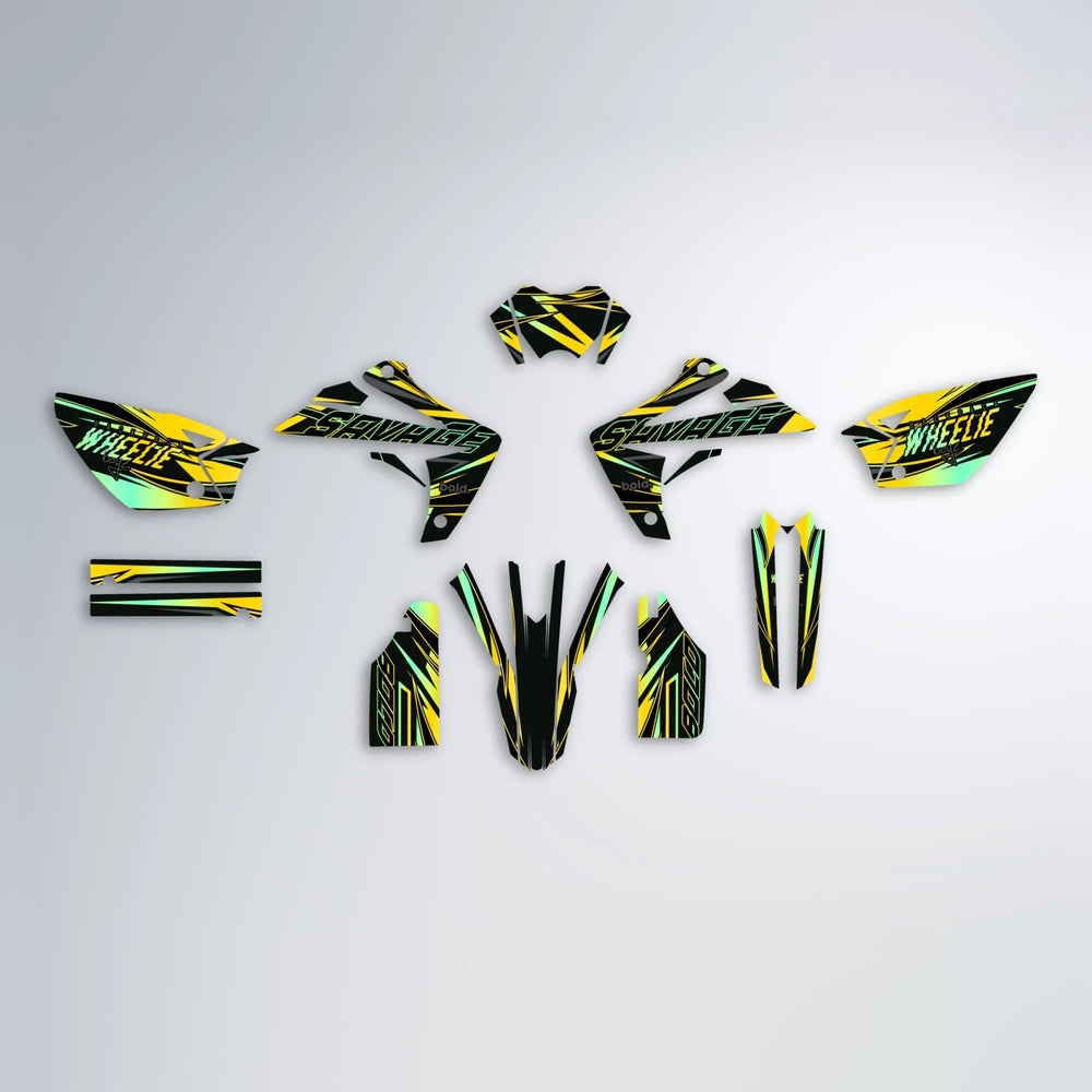 PRESENCE Rieju MRT graphics kit parts layout in Yellow