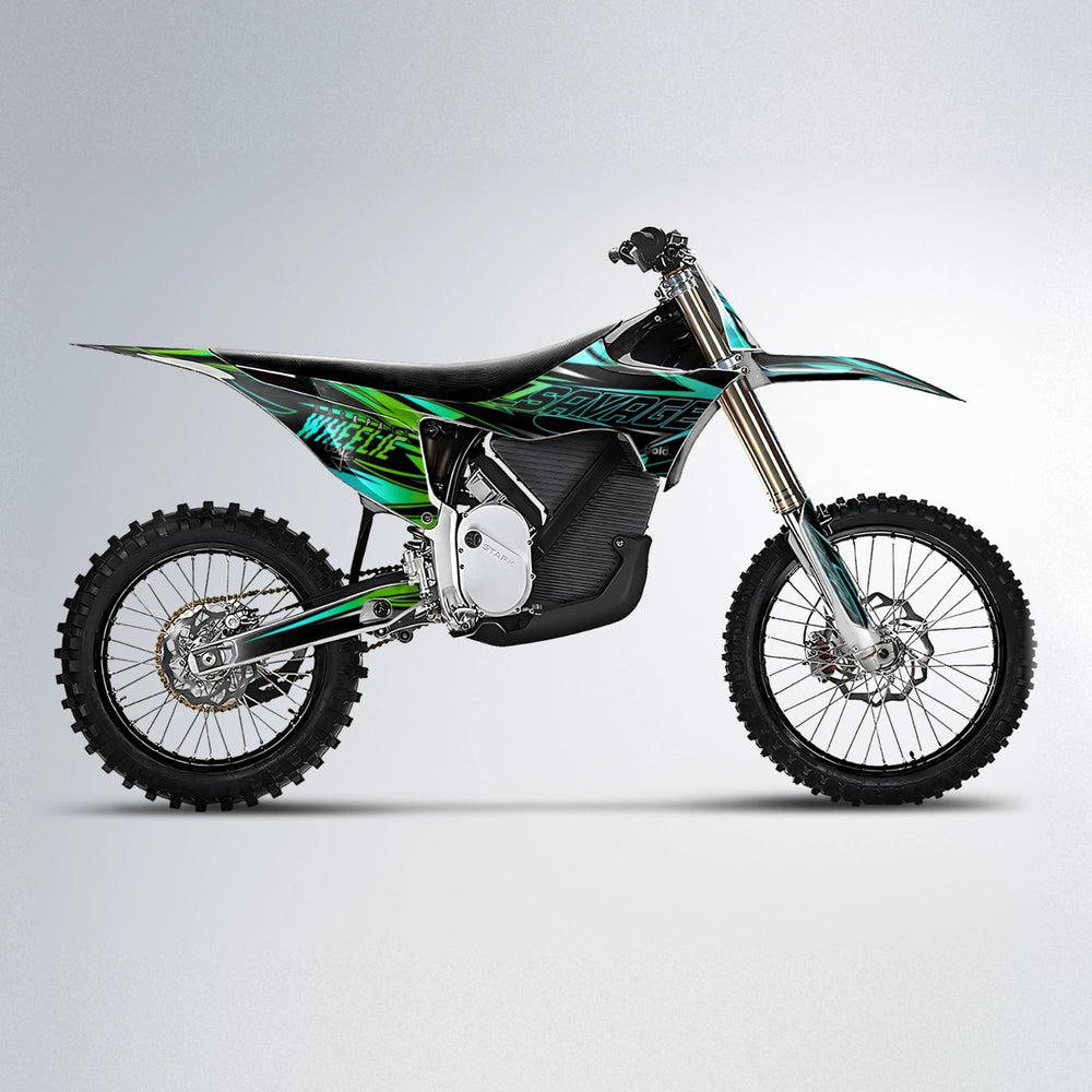 PRESENCE Stark Varg MX motocross graphics kit in Cyan & Green