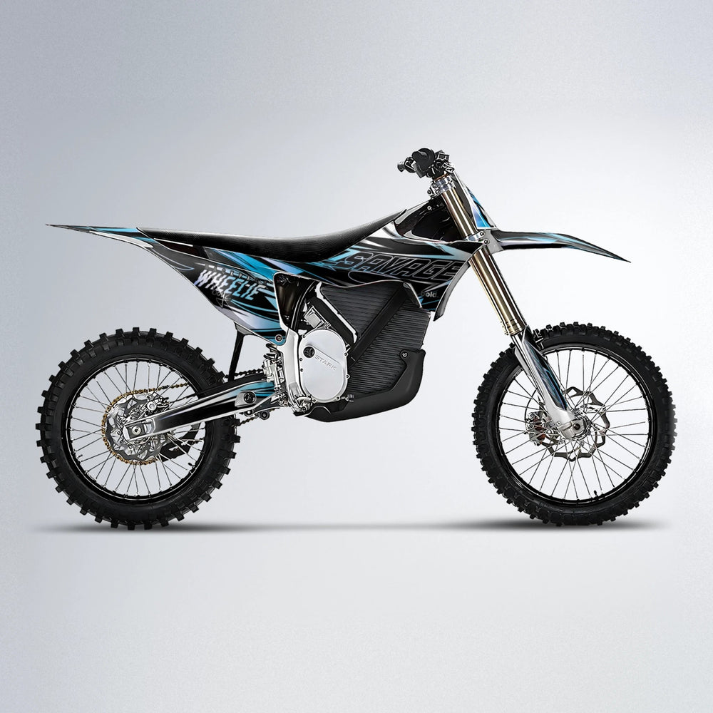 PRESENCE Stark Varg MX motocross graphics kit in Light Blue & White