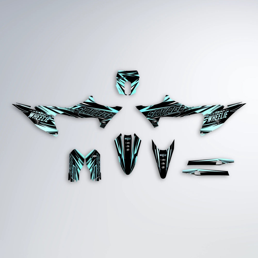 PRESENCE Stark Varg MX graphics kit parts layout in Mint