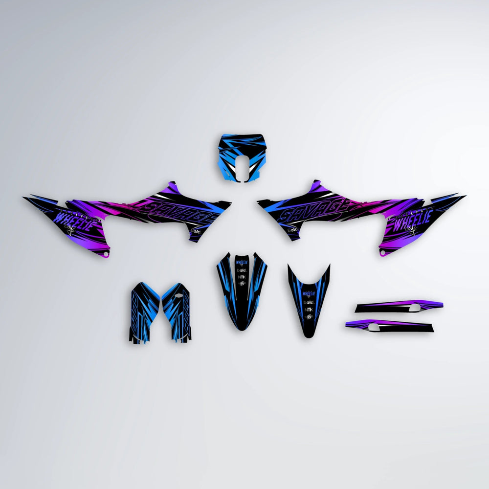 PRESENCE Stark Varg SM graphics kit parts layout in Blue Purple Fade
