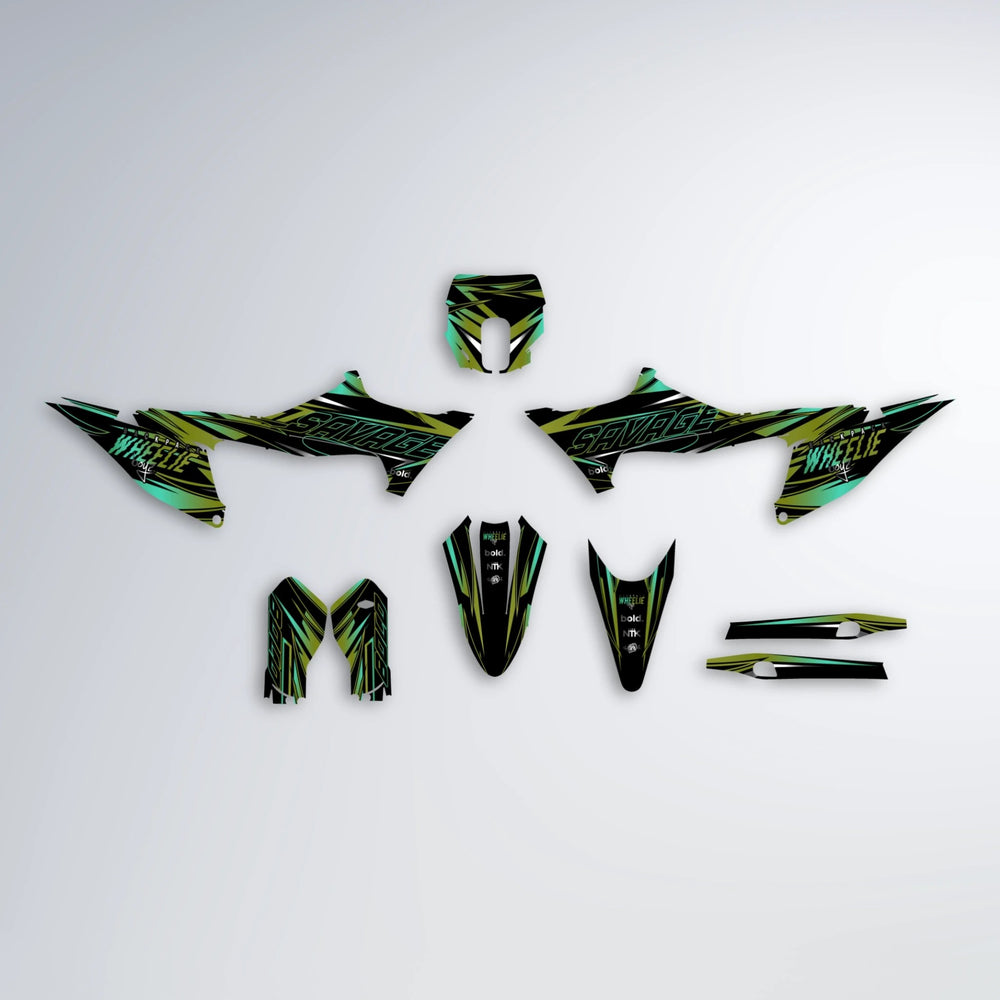 PRESENCE Stark Varg SM graphics kit parts layout in Olive