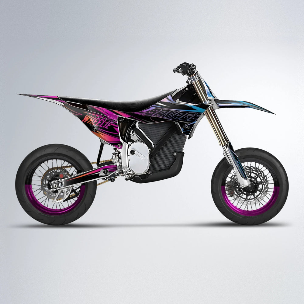 PRESENCE Stark Varg SM supermoto graphics kit in Pink & Light Blue