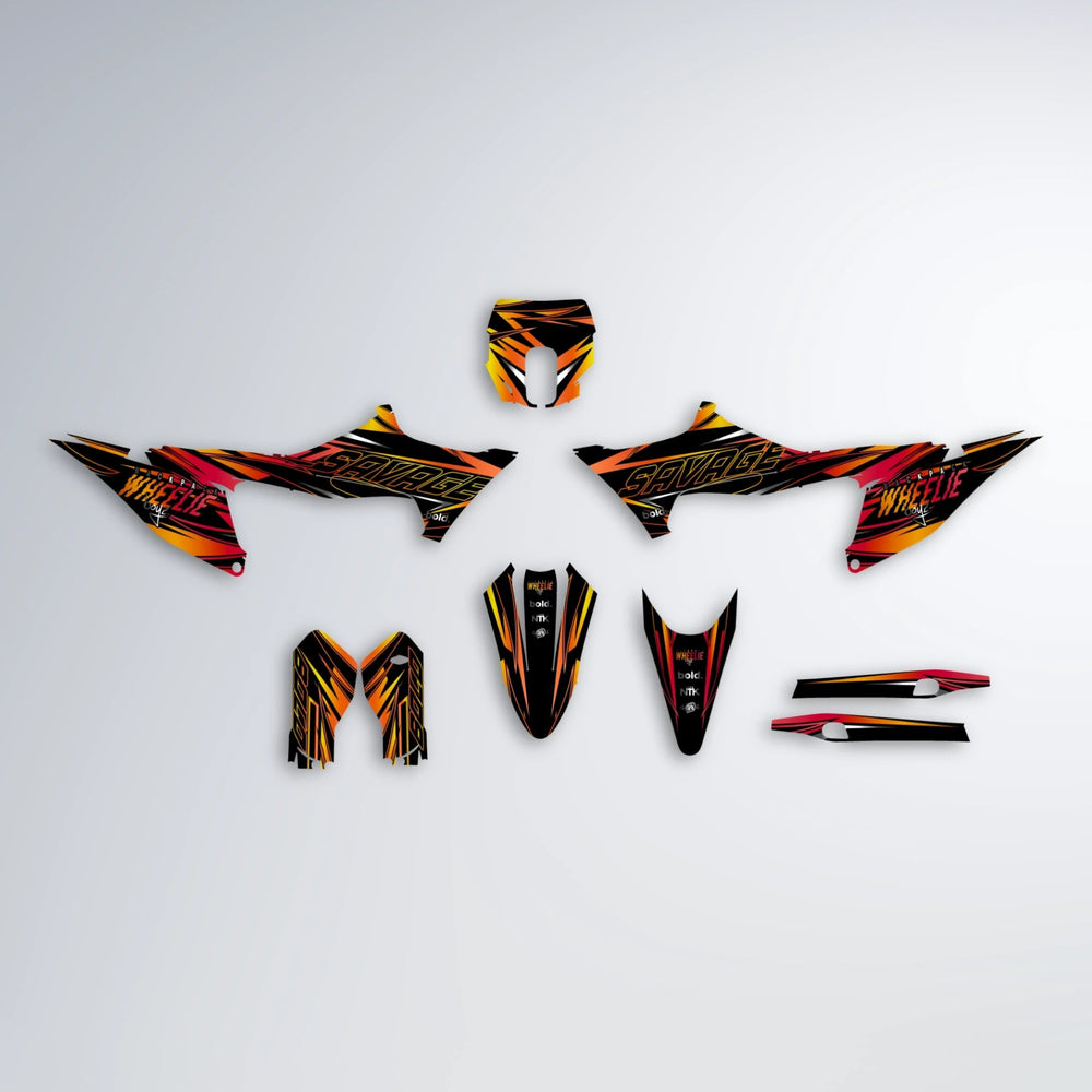 PRESENCE Stark Varg SM graphics kit parts layout in Red & Orange