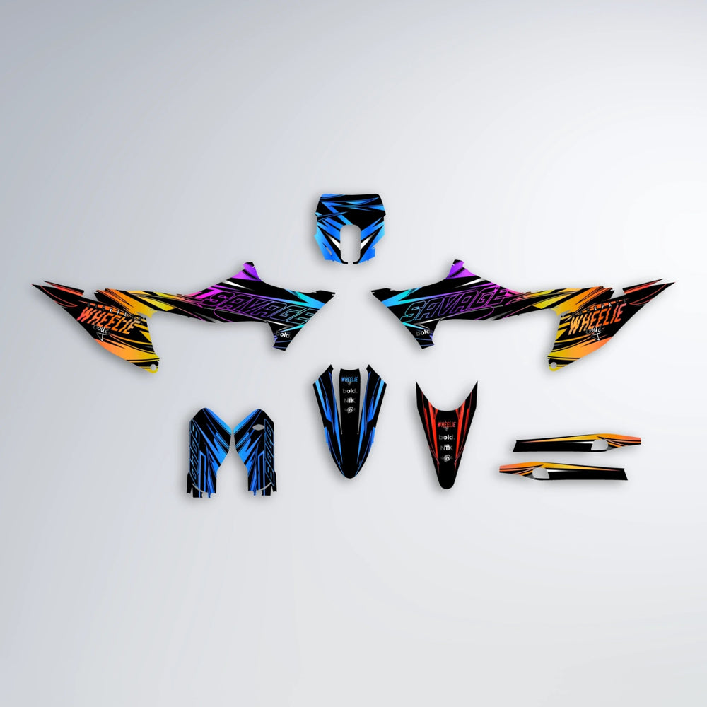 PRESENCE Stark Varg SM graphics kit parts layout in Sunset Fade