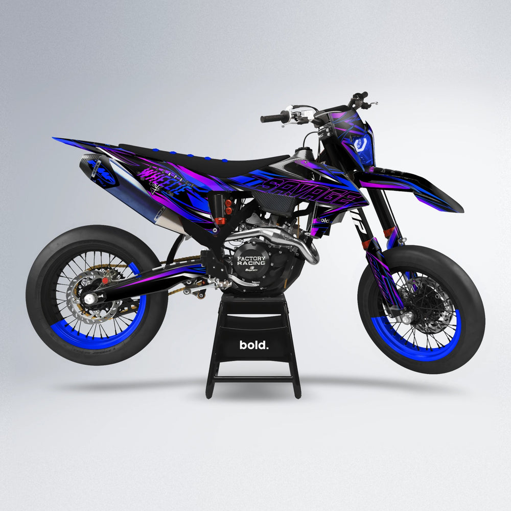 PRESENCE supermoto graphics kit in Purple-Blue Regular