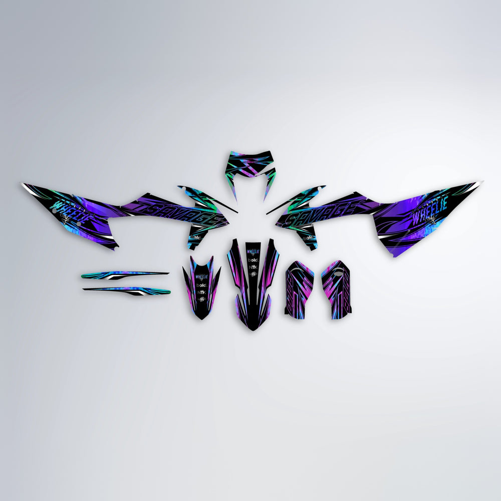 PRESENCE graphics kit parts layout in Purple Holo