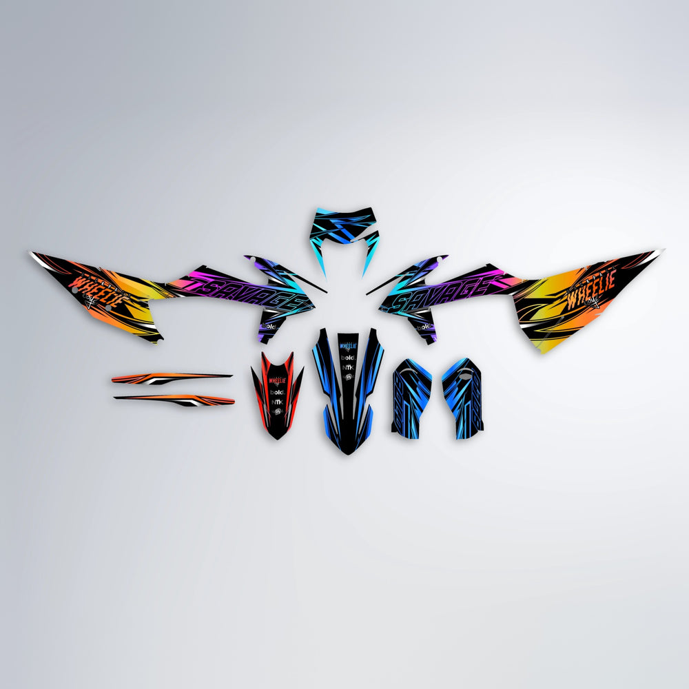 PRESENCE graphics kit parts layout in Sunset Fade