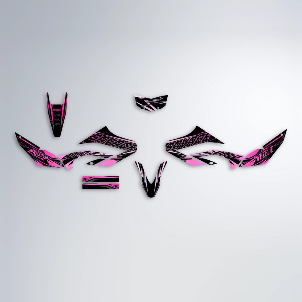 PRESENCE Yamaha WR 125X graphics kit parts layout in Flamingo
