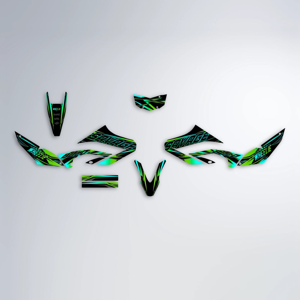 PRESENCE Yamaha WR 125X graphics kit parts layout in Green