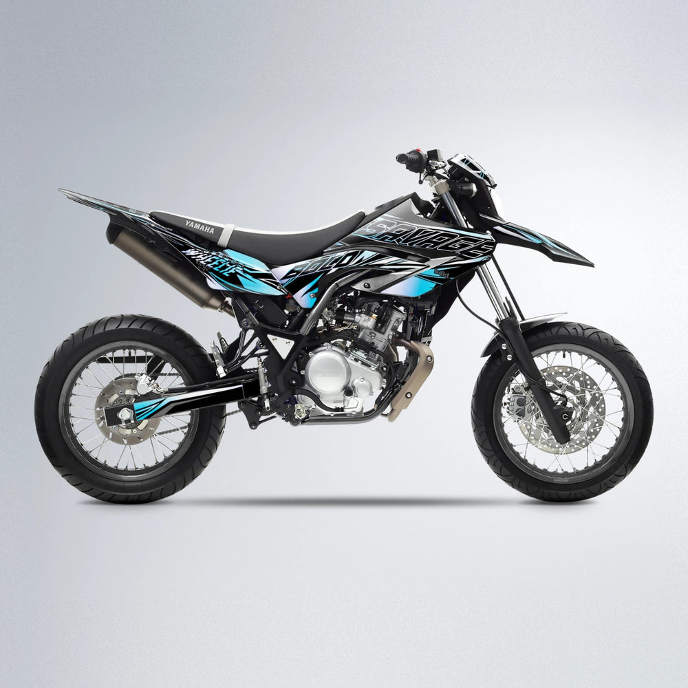 PRESENCE Yamaha WR 125X supermoto graphics kit in Light Blue & White