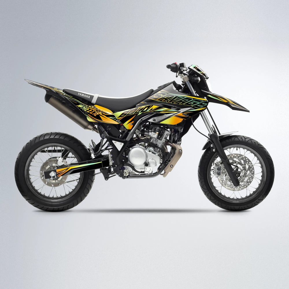 PRESENCE Yamaha WR 125X supermoto graphics kit in Orange & Yellow