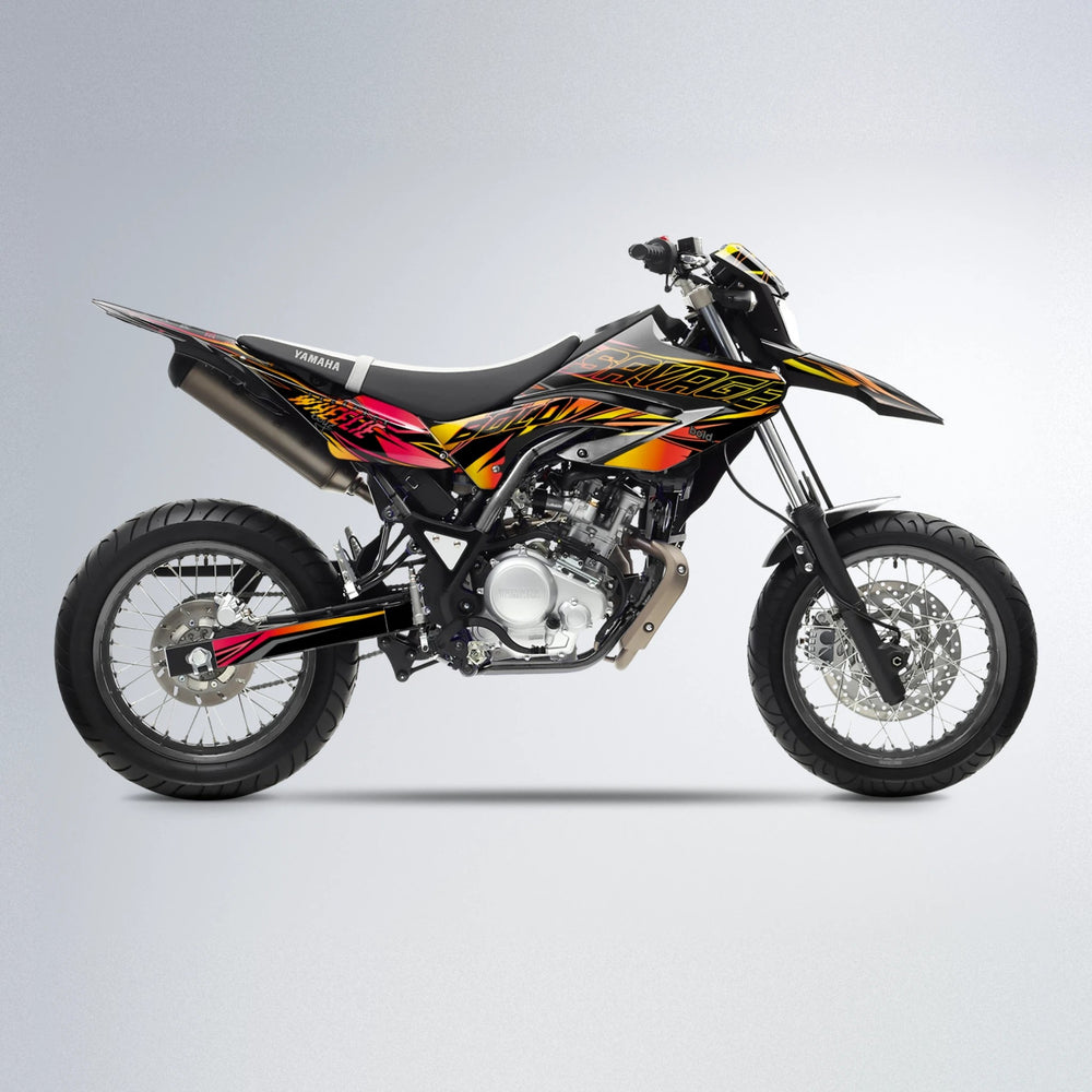 PRESENCE Yamaha WR 125X supermoto graphics kit in Red & Orange