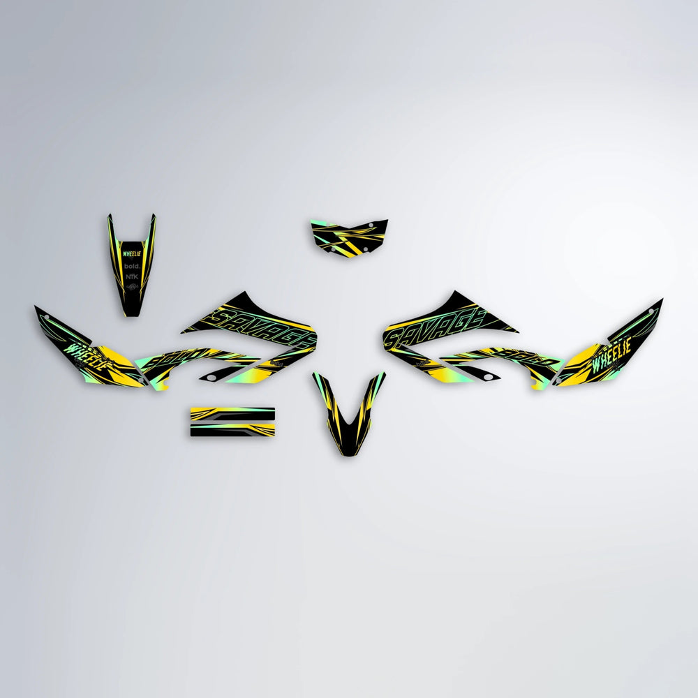 PRESENCE Yamaha WR 125X graphics kit parts layout in Yellow