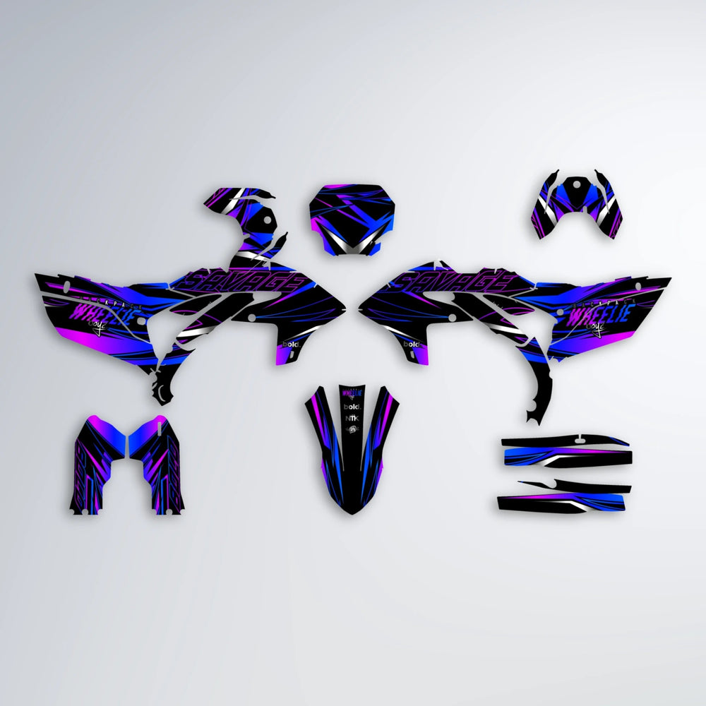 PRESENCE Yamaha YZF MX graphics kit parts layout in Blue