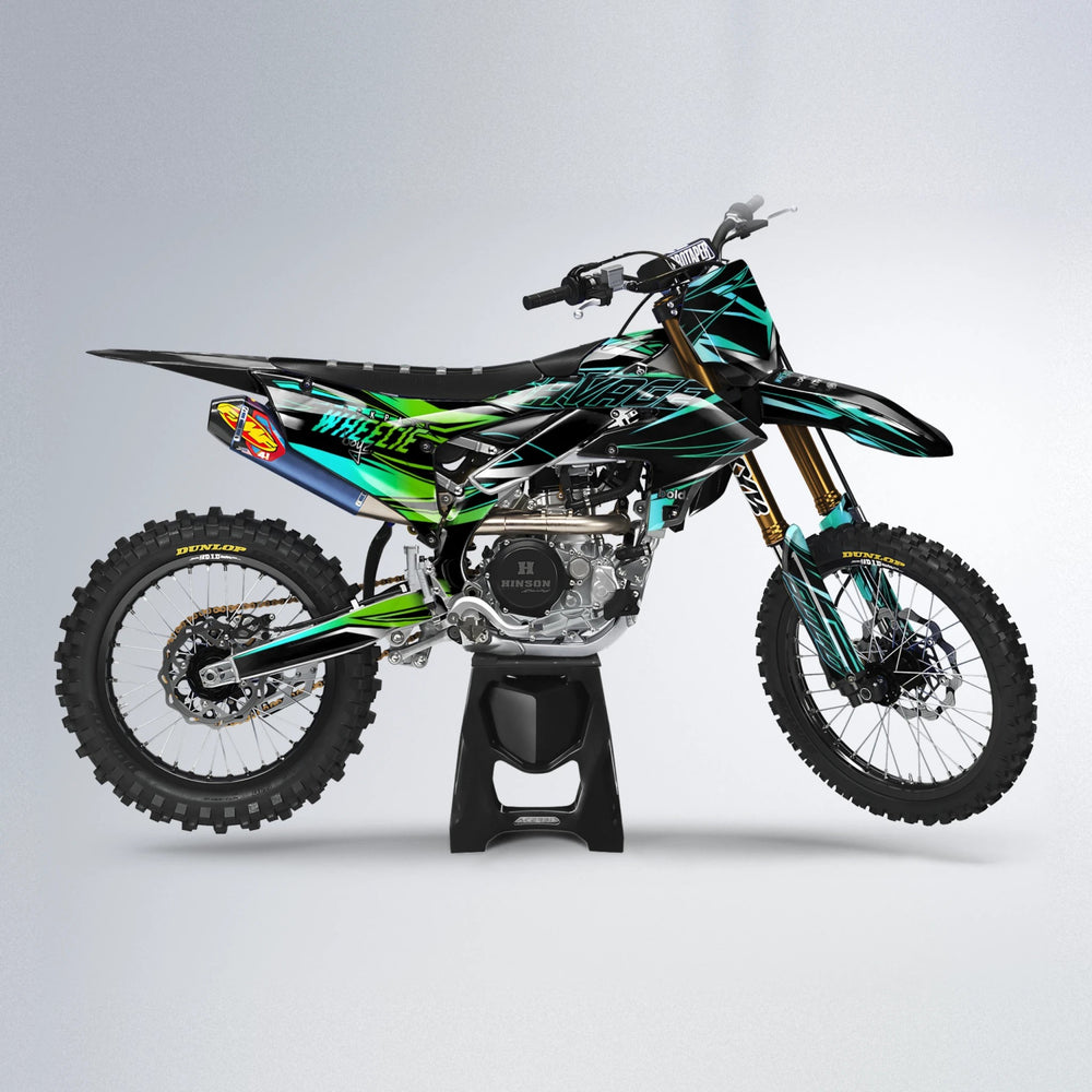 PRESENCE Yamaha YZF MX motocross graphics kit in Cyan & Green
