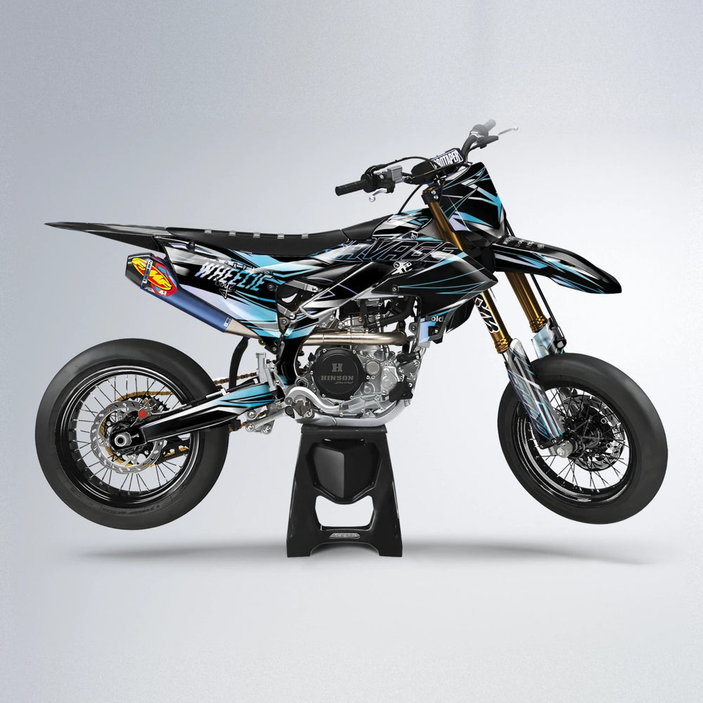 PRESENCE Yamaha YZF SM supermoto graphics kit in Light Blue & White