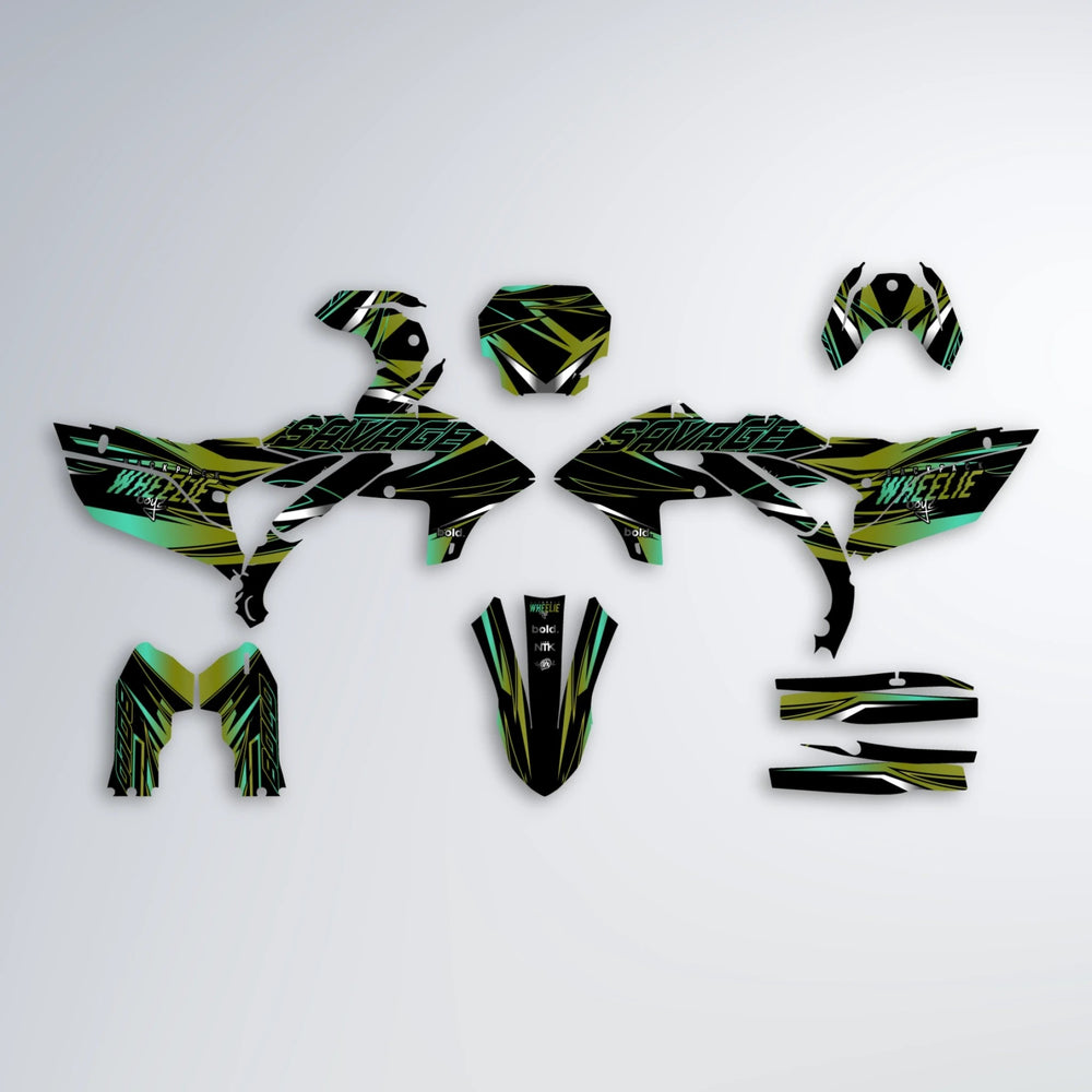 PRESENCE Yamaha YZF SM graphics kit parts layout in Olive