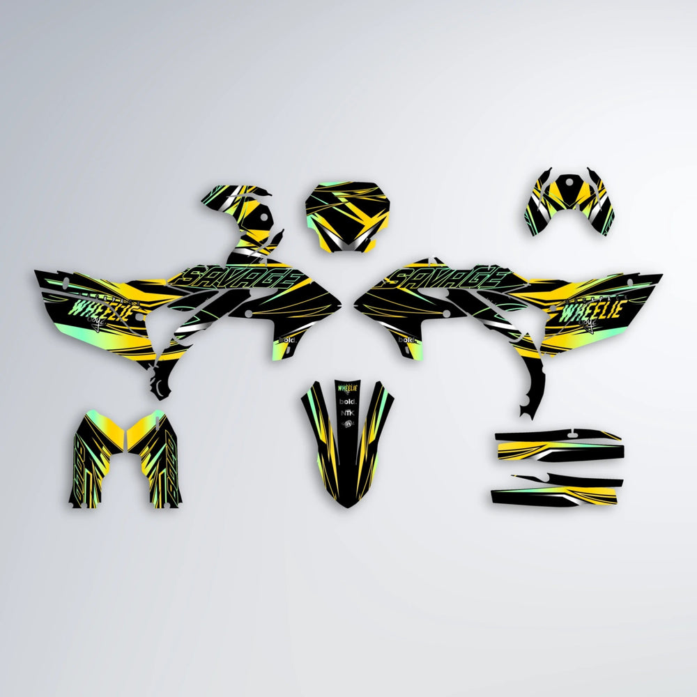 PRESENCE Yamaha YZF SM graphics kit parts layout in Yellow