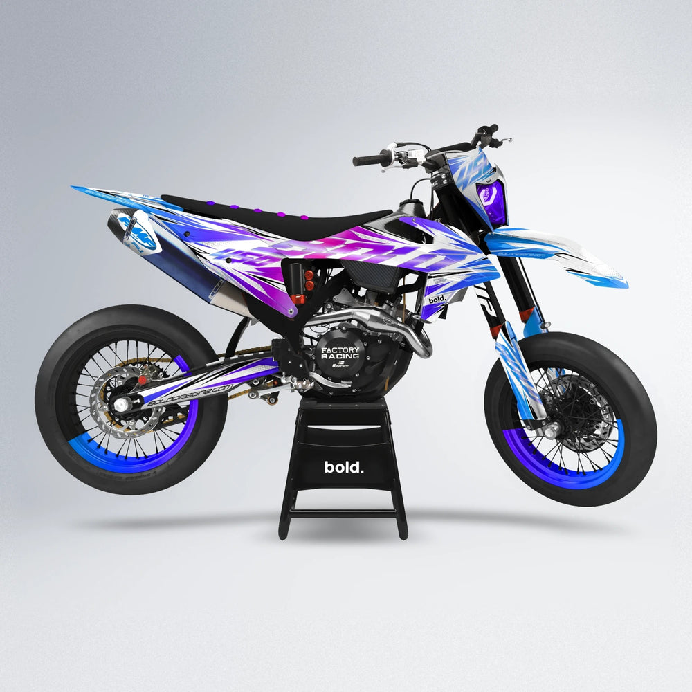 PRISMA supermoto graphics kit in Blue Purple Fade