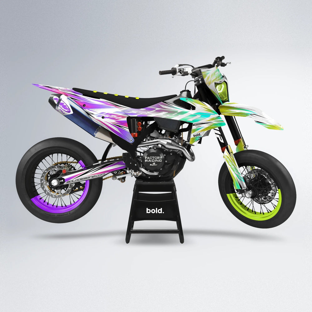 PRISMA supermoto graphics kit in Purple & Yellow
