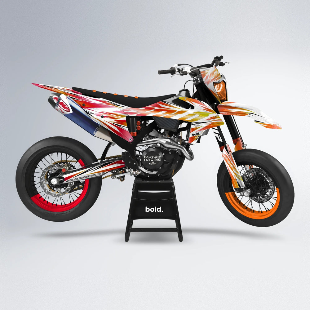PRISMA supermoto graphics kit in Red & Orange