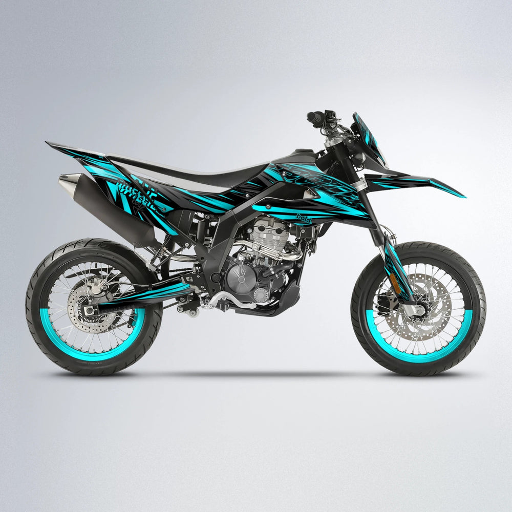 RAGE Aprilia SX 125 supermoto graphics kit in Teal