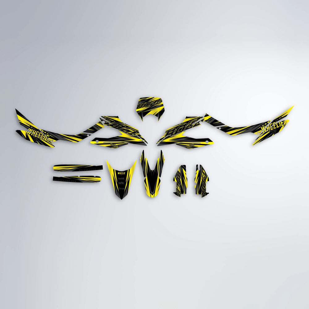 RAGE Aprilia SX 125 graphics kit parts layout in Yellow
