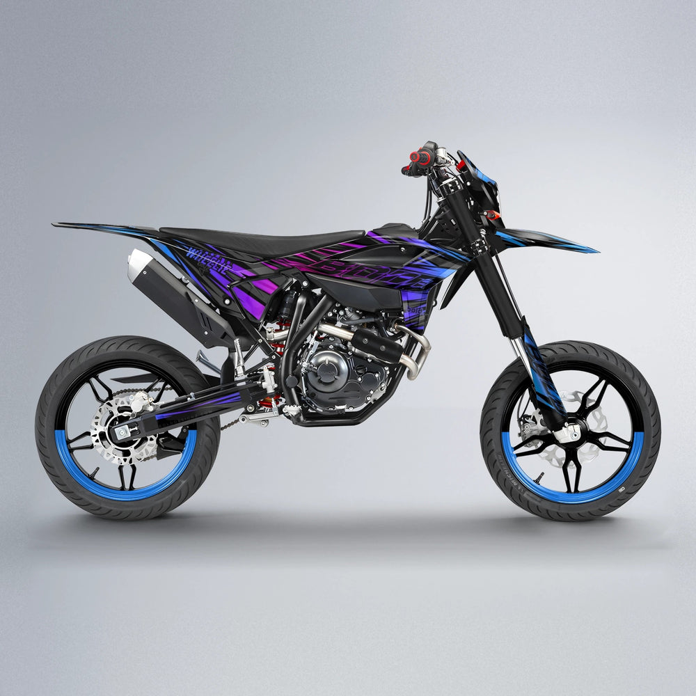 RAGE Beta supermoto graphics kit in Blue Purple Fade