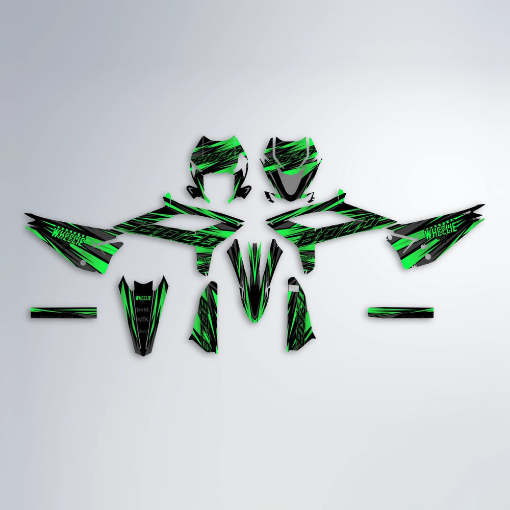 RAGE Beta graphics kit parts layout in Green