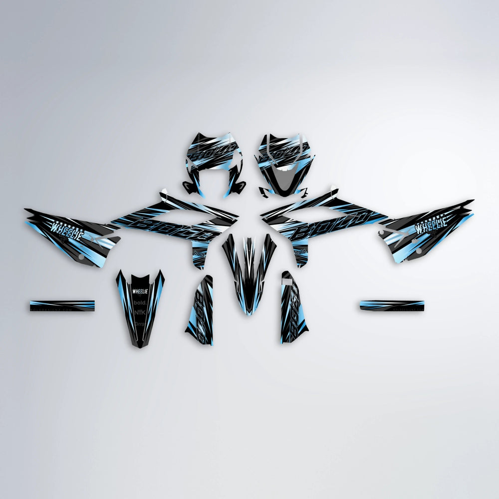 RAGE Beta graphics kit parts layout in Light Blue & White